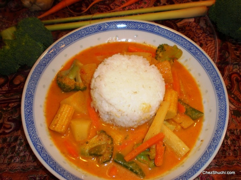 veggies in Red curry